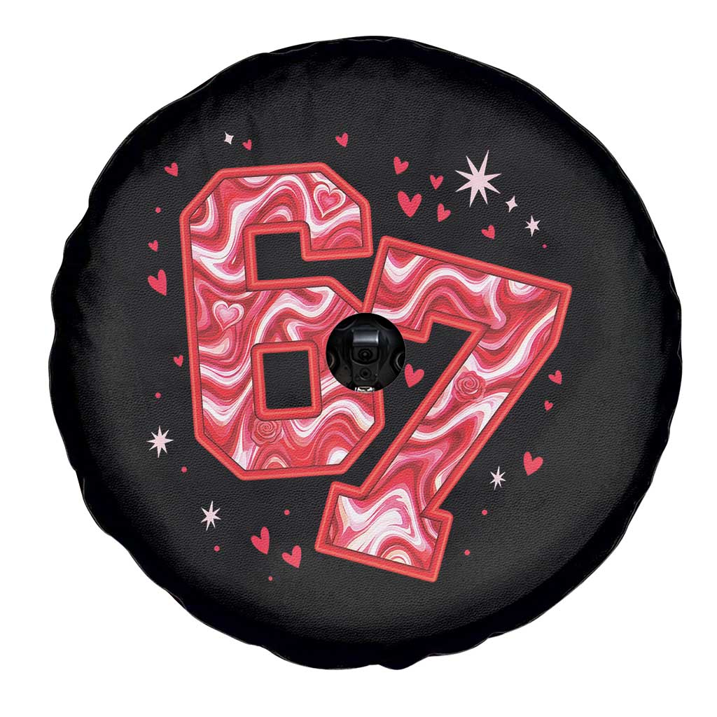 Glitch Swirl Effect Printed Six Seven Meme Spare Tire Cover Valentines Day Gift