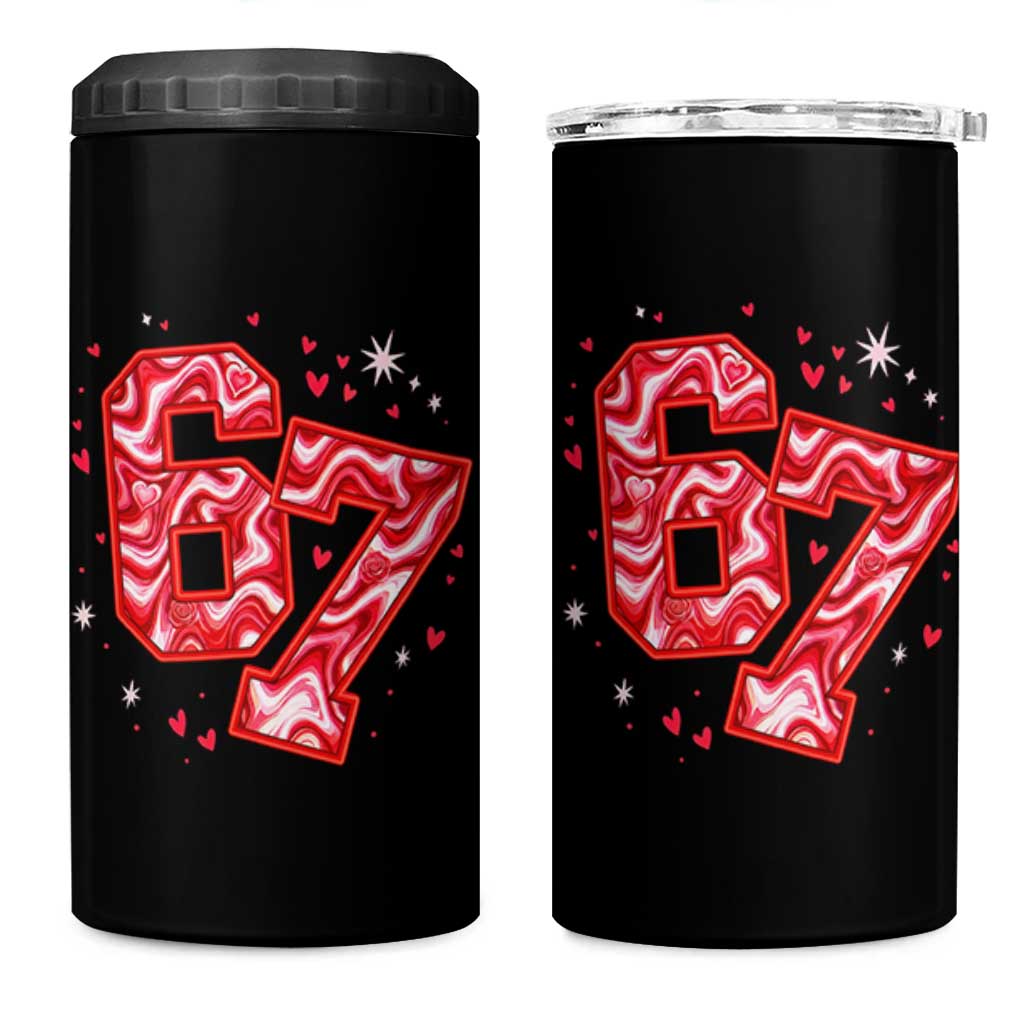 Glitch Swirl Effect Printed Six Seven Meme 4 in 1 Can Cooler Tumbler Valentines Day Gift