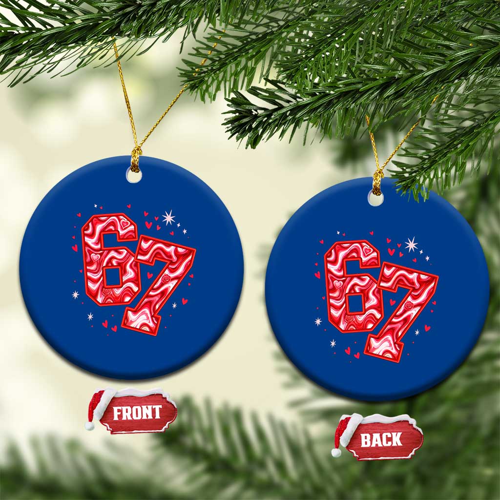 Glitch Swirl Effect Printed Six Seven Meme Ceramic Ornament Valentines Day Gift