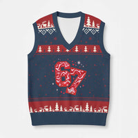 Glitch Swirl Effect Printed Six Seven Meme V-Neck Knit Sweater Vest Valentines Day Gift