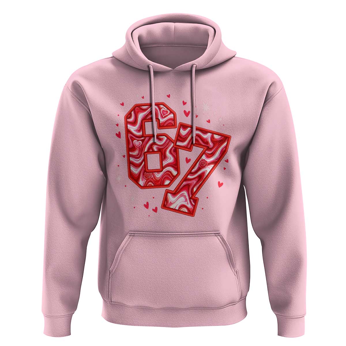 Glitch Swirl Effect Printed Six Seven Meme Hoodie Valentines Day Gift