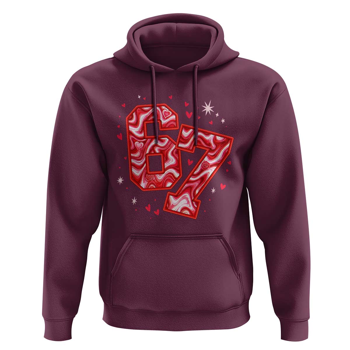 Glitch Swirl Effect Printed Six Seven Meme Hoodie Valentines Day Gift