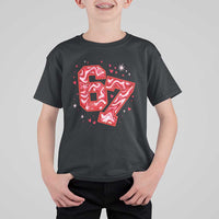 Glitch Swirl Effect Printed Six Seven Meme T Shirt For Kid Valentines Day Gift