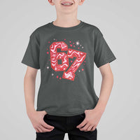 Glitch Swirl Effect Printed Six Seven Meme T Shirt For Kid Valentines Day Gift