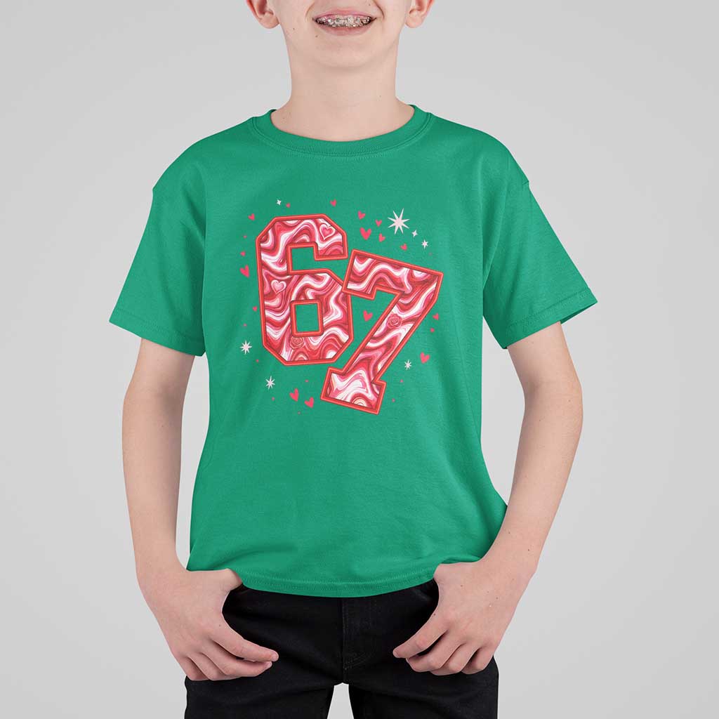 Glitch Swirl Effect Printed Six Seven Meme T Shirt For Kid Valentines Day Gift
