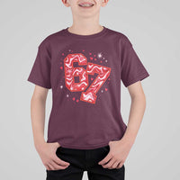 Glitch Swirl Effect Printed Six Seven Meme T Shirt For Kid Valentines Day Gift