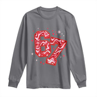 Glitch Swirl Effect Printed Six Seven Meme Long Sleeve Shirt Valentines Day Gift