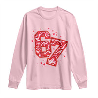 Glitch Swirl Effect Printed Six Seven Meme Long Sleeve Shirt Valentines Day Gift