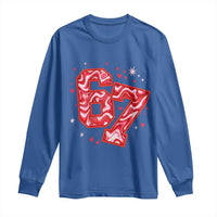 Glitch Swirl Effect Printed Six Seven Meme Long Sleeve Shirt Valentines Day Gift