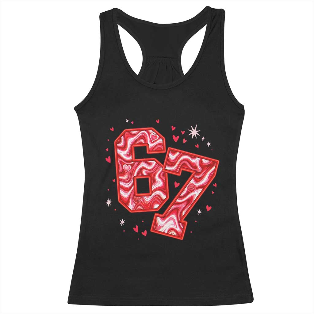 Glitch Swirl Effect Printed Six Seven Meme Racerback Tank Top Valentines Day Gift