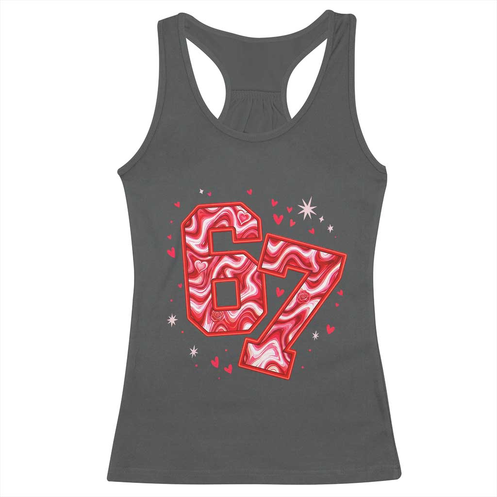 Glitch Swirl Effect Printed Six Seven Meme Racerback Tank Top Valentines Day Gift