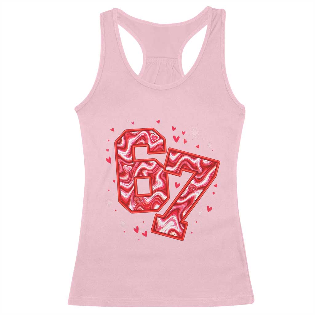 Glitch Swirl Effect Printed Six Seven Meme Racerback Tank Top Valentines Day Gift