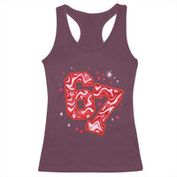 Glitch Swirl Effect Printed Six Seven Meme Racerback Tank Top Valentines Day Gift