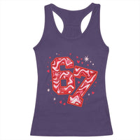 Glitch Swirl Effect Printed Six Seven Meme Racerback Tank Top Valentines Day Gift