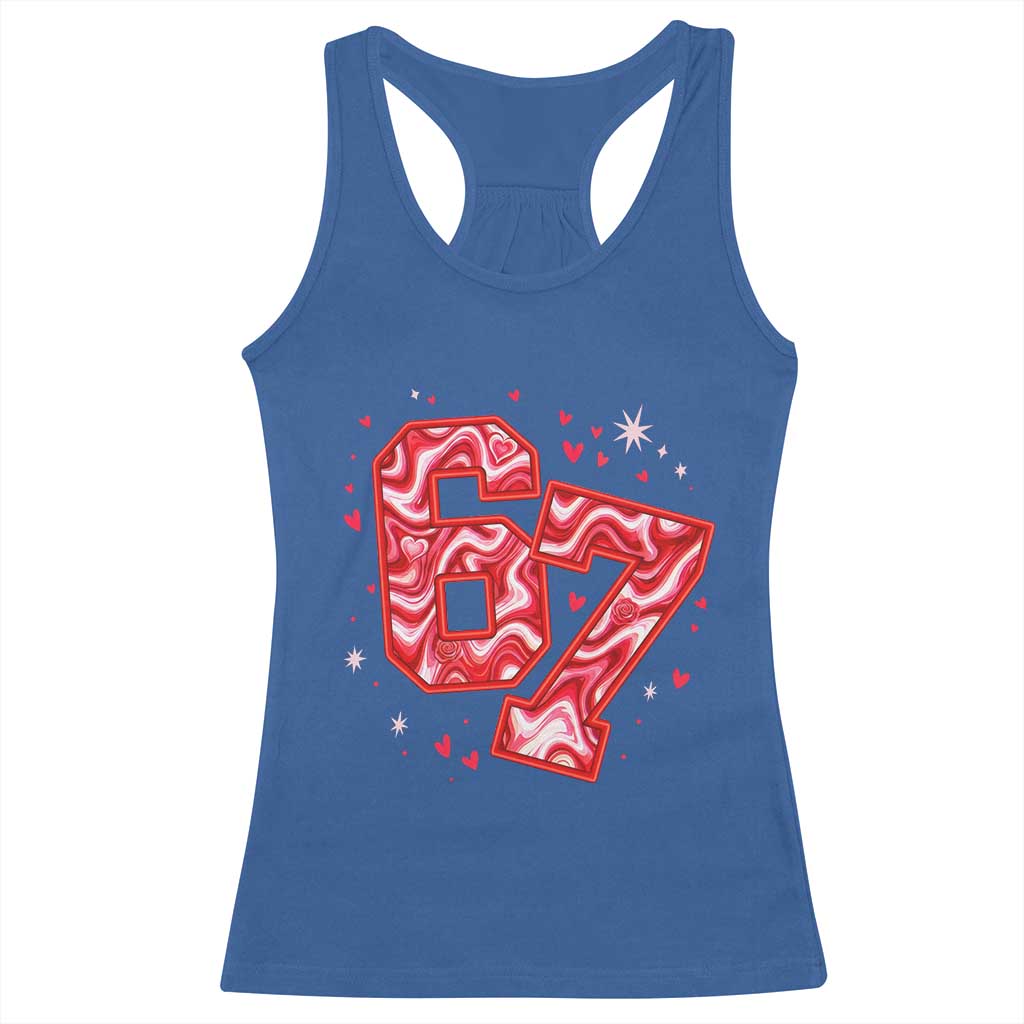 Glitch Swirl Effect Printed Six Seven Meme Racerback Tank Top Valentines Day Gift