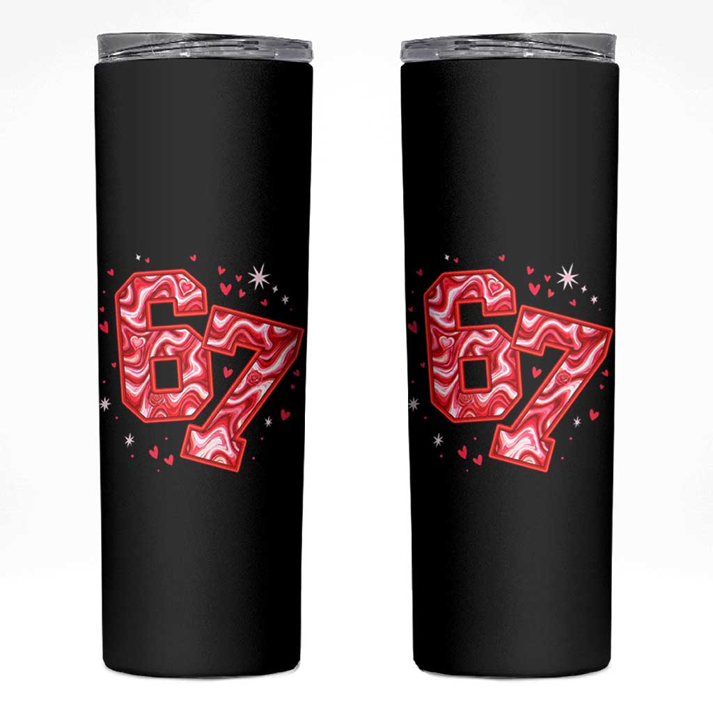 Glitch Swirl Effect Printed Six Seven Meme Skinny Tumbler Valentines Day Gift