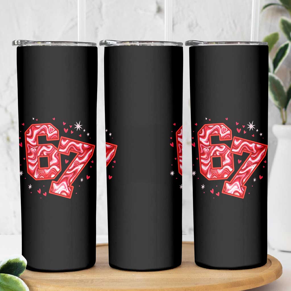 Glitch Swirl Effect Printed Six Seven Meme Skinny Tumbler Valentines Day Gift