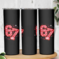 Glitch Swirl Effect Printed Six Seven Meme Skinny Tumbler Valentines Day Gift