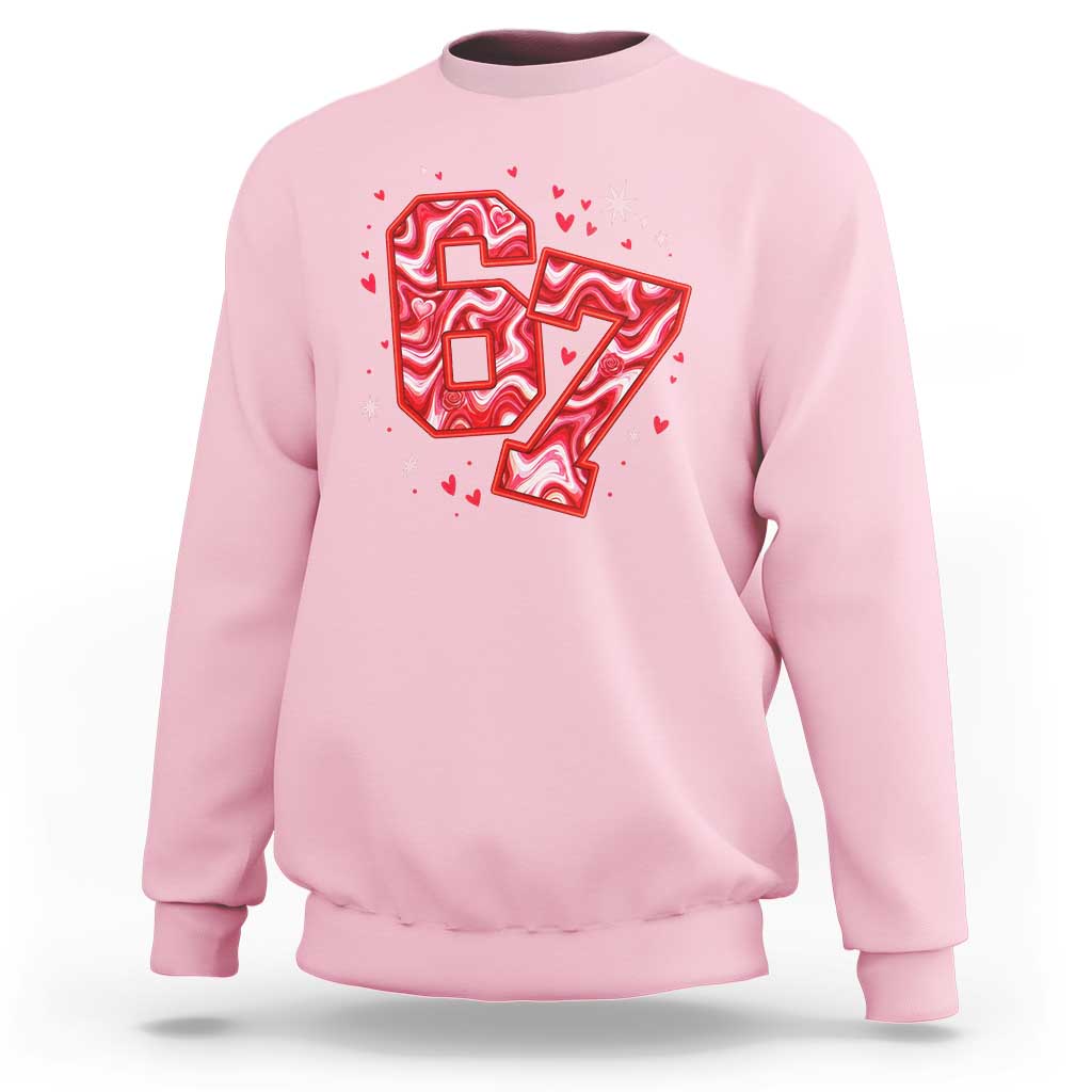 Glitch Swirl Effect Printed Six Seven Meme Sweatshirt Valentines Day Gift