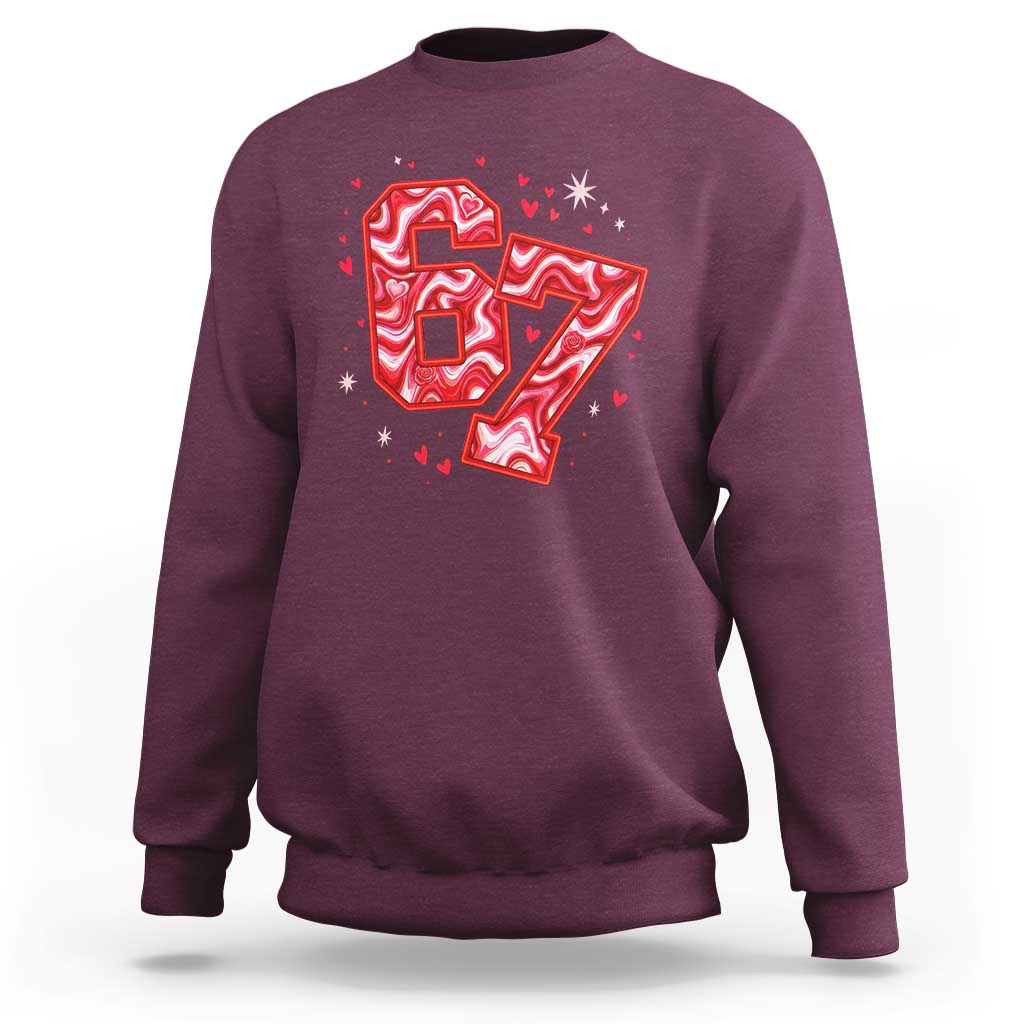 Glitch Swirl Effect Printed Six Seven Meme Sweatshirt Valentines Day Gift