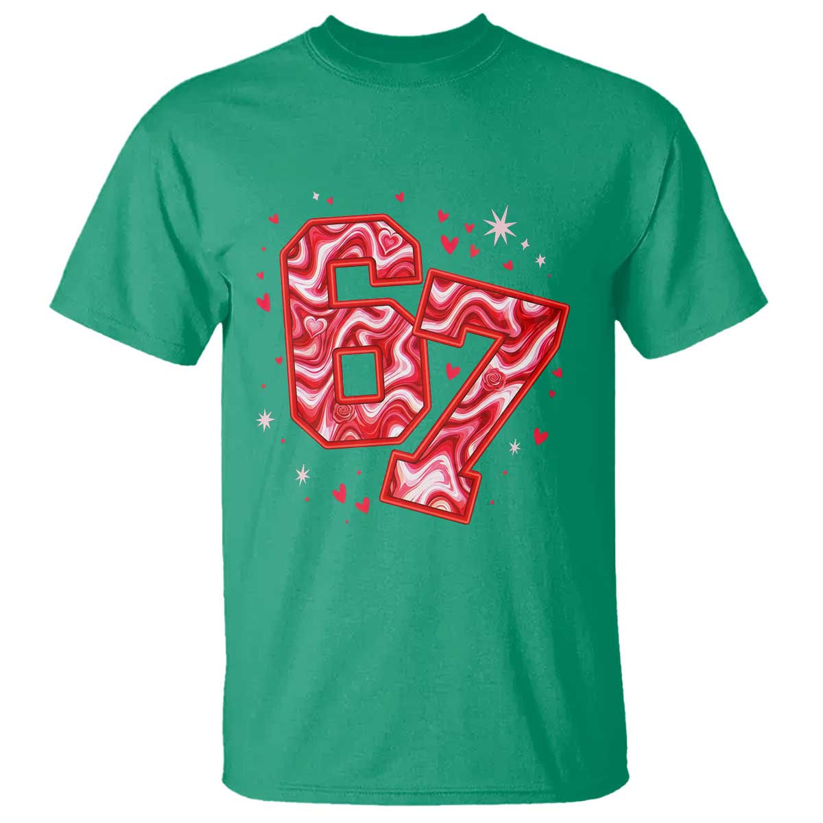 Glitch Swirl Effect Printed Six Seven Meme T Shirt Valentines Day Gift