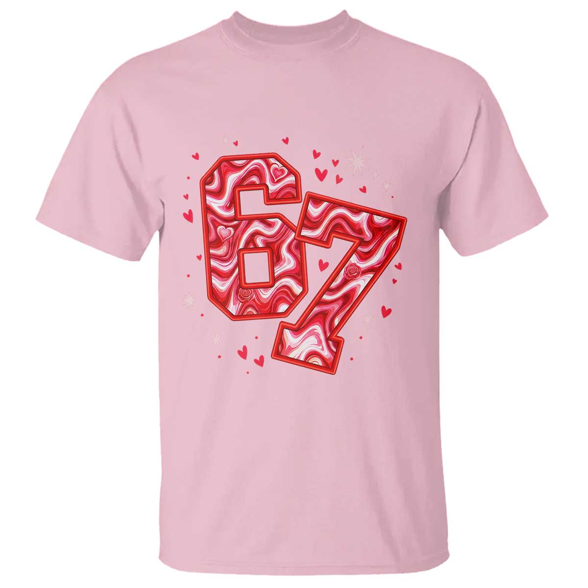 Glitch Swirl Effect Printed Six Seven Meme T Shirt Valentines Day Gift
