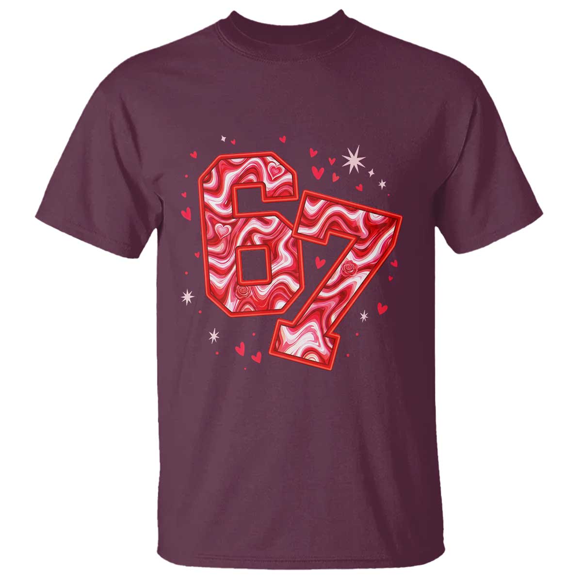 Glitch Swirl Effect Printed Six Seven Meme T Shirt Valentines Day Gift