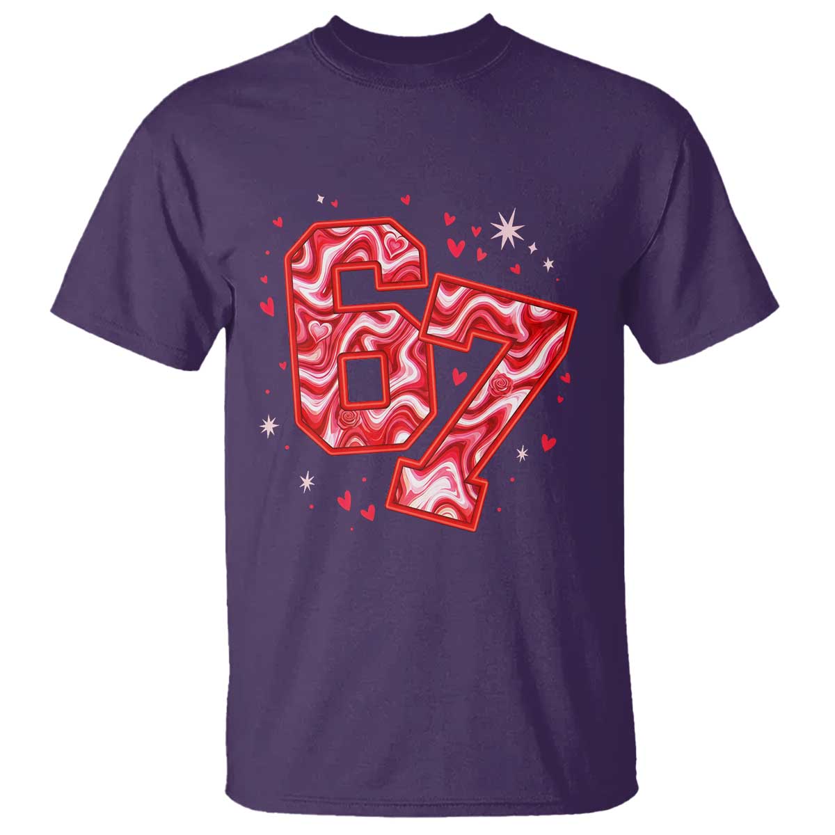 Glitch Swirl Effect Printed Six Seven Meme T Shirt Valentines Day Gift