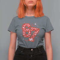 Glitch Swirl Effect Printed Six Seven Meme T Shirt For Women Valentines Day Gift