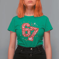 Glitch Swirl Effect Printed Six Seven Meme T Shirt For Women Valentines Day Gift