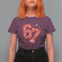 Glitch Swirl Effect Printed Six Seven Meme T Shirt For Women Valentines Day Gift