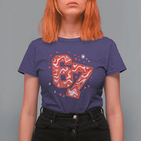 Glitch Swirl Effect Printed Six Seven Meme T Shirt For Women Valentines Day Gift