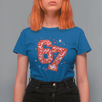 Glitch Swirl Effect Printed Six Seven Meme T Shirt For Women Valentines Day Gift