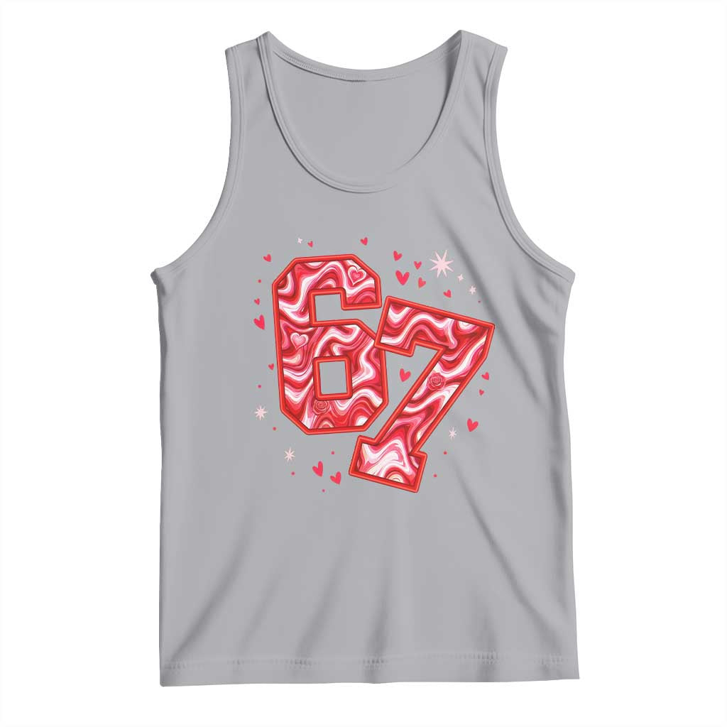 Glitch Swirl Effect Printed Six Seven Meme Tank Top Valentines Day Gift