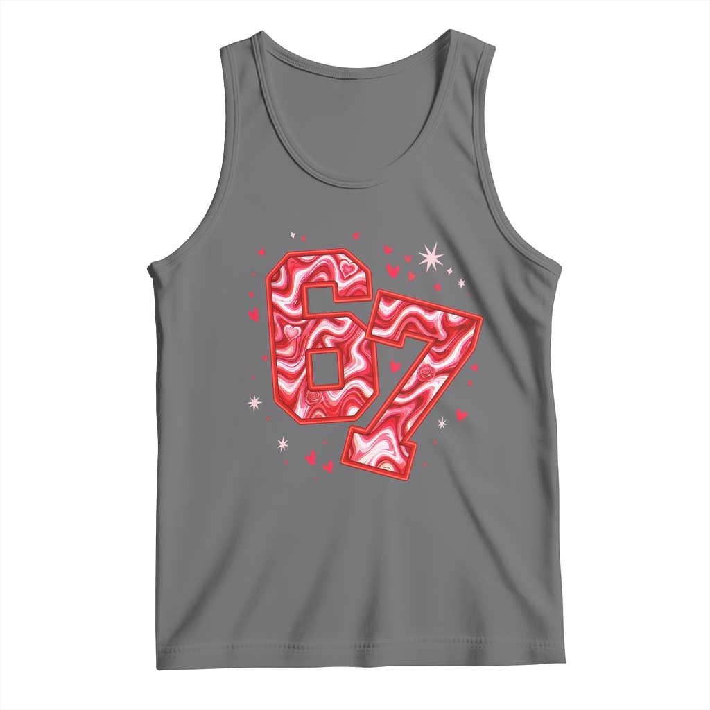 Glitch Swirl Effect Printed Six Seven Meme Tank Top Valentines Day Gift
