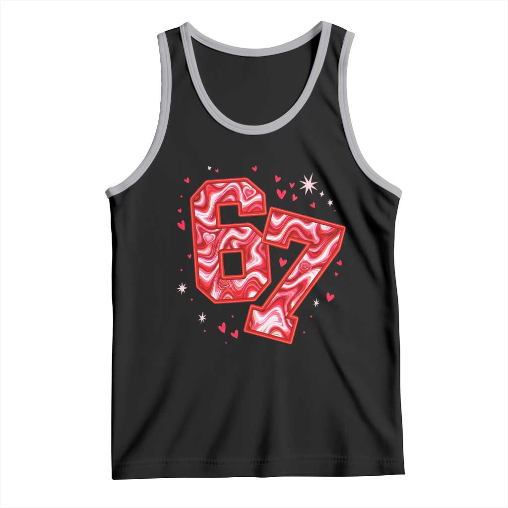 Glitch Swirl Effect Printed Six Seven Meme Tank Top Valentines Day Gift