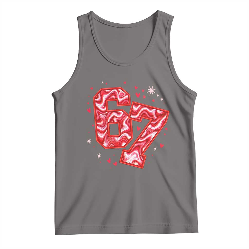 Glitch Swirl Effect Printed Six Seven Meme Tank Top Valentines Day Gift