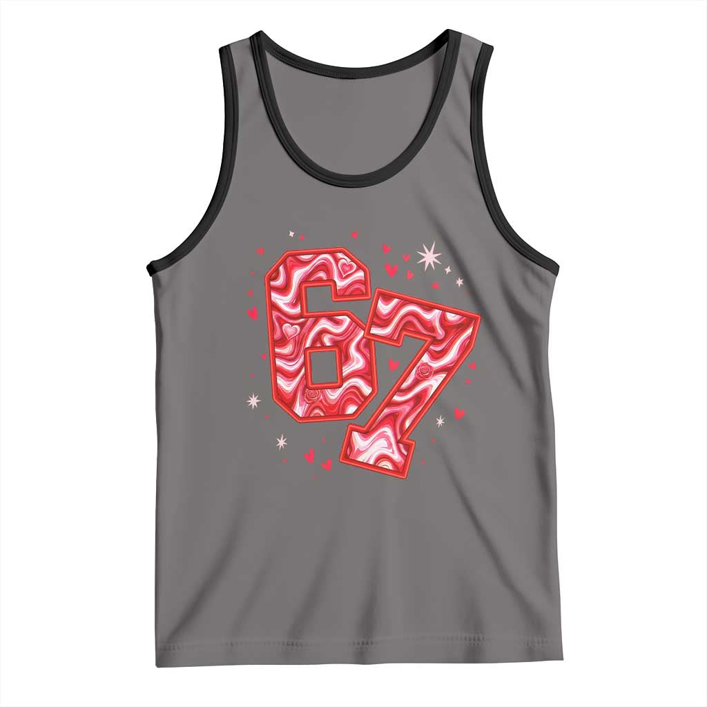 Glitch Swirl Effect Printed Six Seven Meme Tank Top Valentines Day Gift
