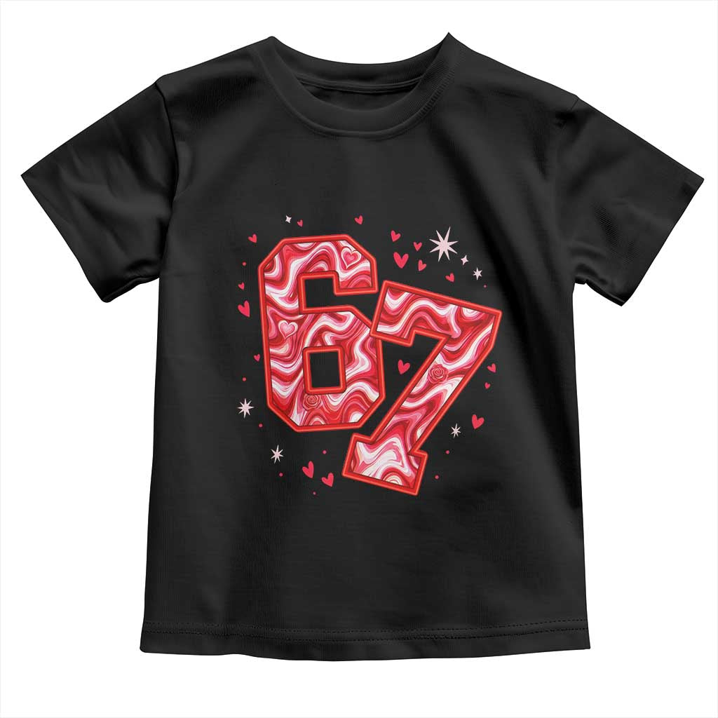 Glitch Swirl Effect Printed Six Seven Meme Toddler T Shirt Valentines Day Gift