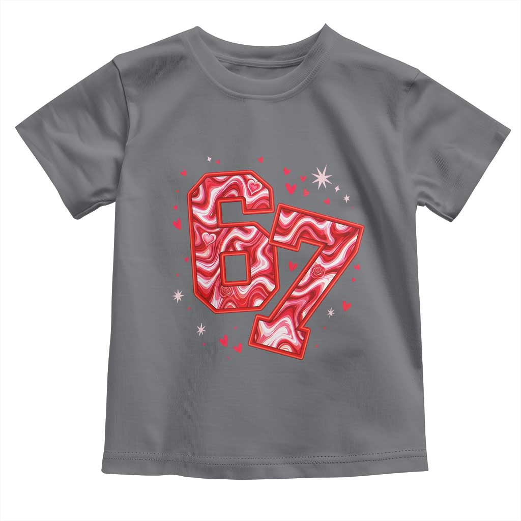 Glitch Swirl Effect Printed Six Seven Meme Toddler T Shirt Valentines Day Gift