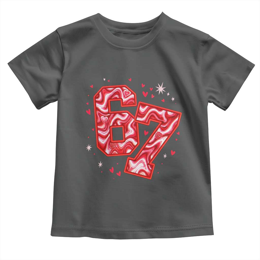 Glitch Swirl Effect Printed Six Seven Meme Toddler T Shirt Valentines Day Gift