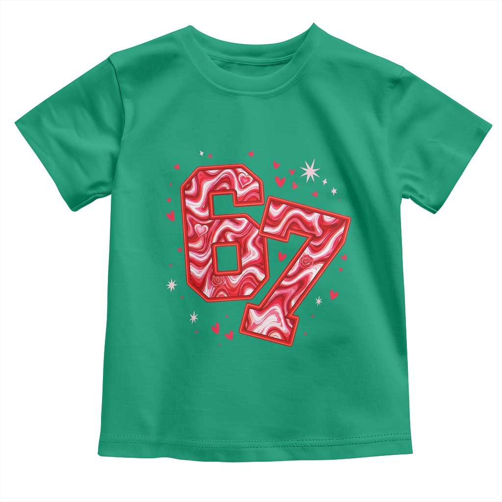 Glitch Swirl Effect Printed Six Seven Meme Toddler T Shirt Valentines Day Gift
