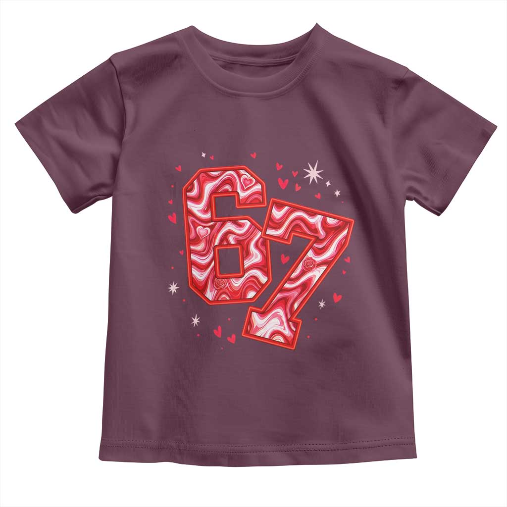 Glitch Swirl Effect Printed Six Seven Meme Toddler T Shirt Valentines Day Gift