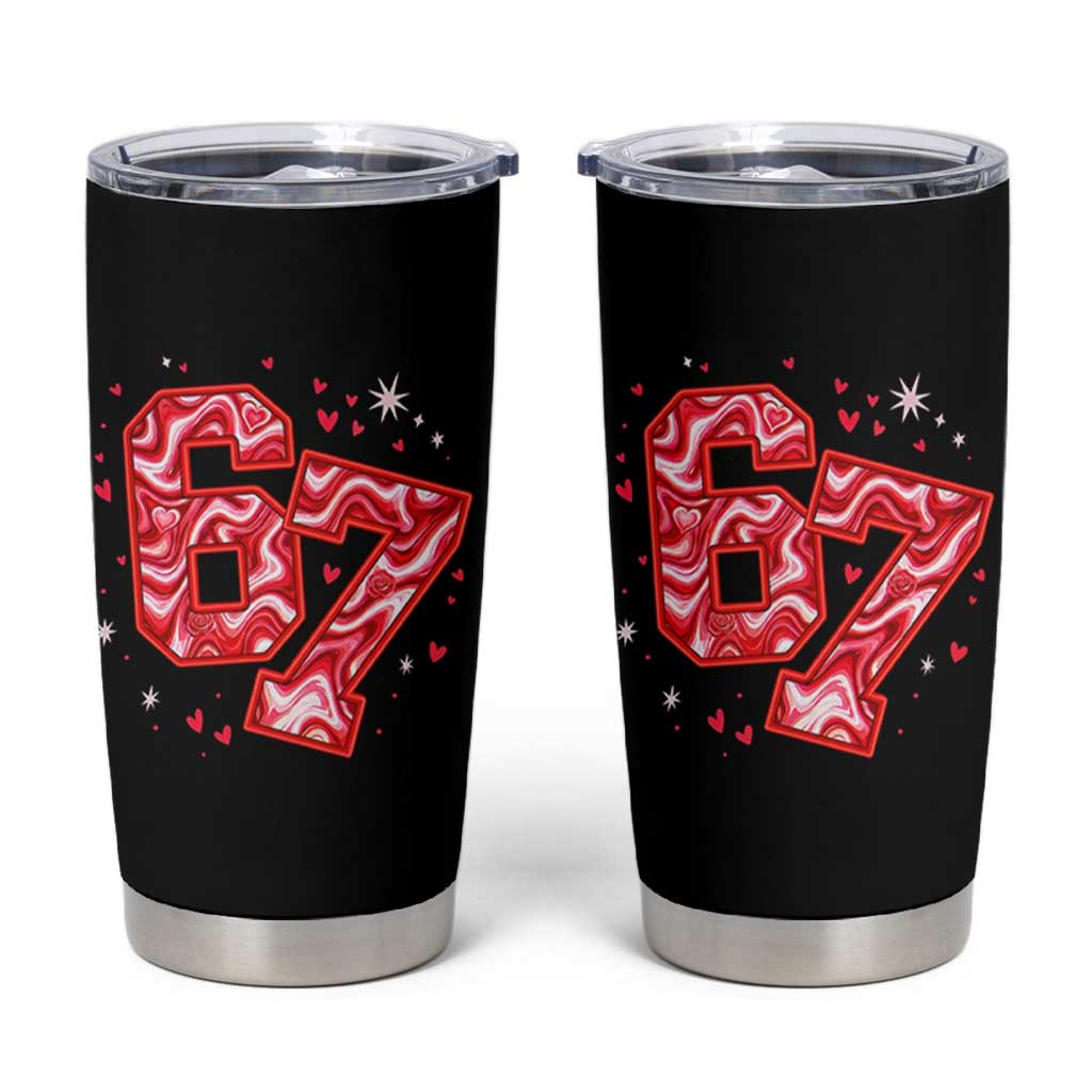 Glitch Swirl Effect Printed Six Seven Meme Tumbler Cup Valentines Day Gift