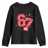 Glitch Swirl Effect Printed Six Seven Meme Youth Sweatshirt Valentines Day Gift