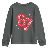 Glitch Swirl Effect Printed Six Seven Meme Youth Sweatshirt Valentines Day Gift