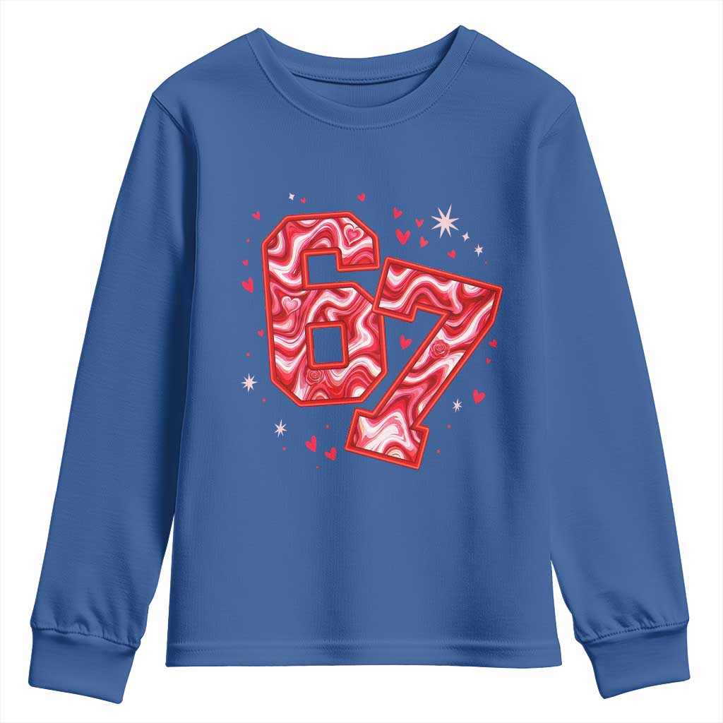 Glitch Swirl Effect Printed Six Seven Meme Youth Sweatshirt Valentines Day Gift