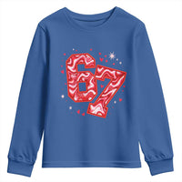 Glitch Swirl Effect Printed Six Seven Meme Youth Sweatshirt Valentines Day Gift