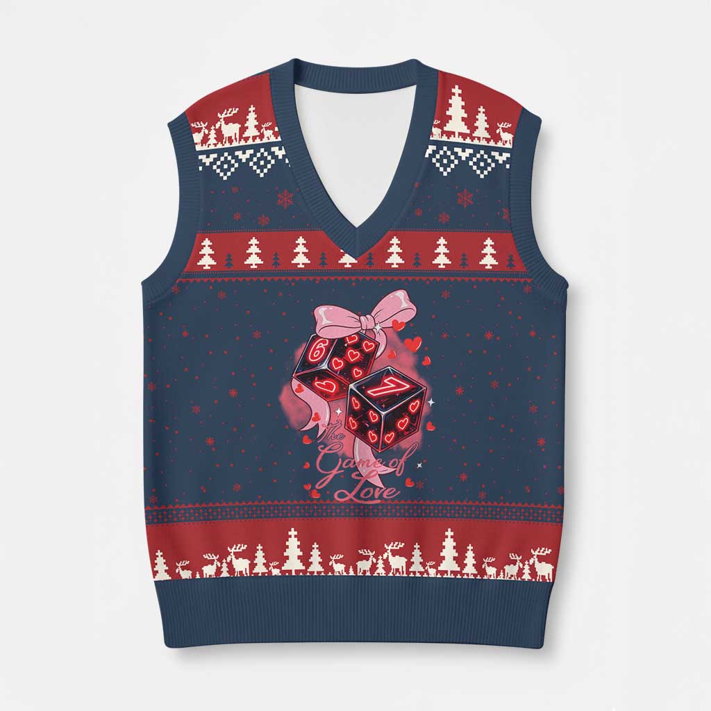 Funny The Game Of Love Six Seven Dice Meme V-Neck Knit Sweater Vest