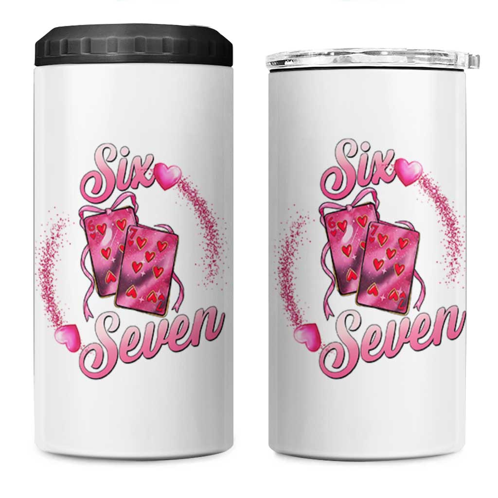 Playing Cards 67 Of Hearts 4 in 1 Can Cooler Tumbler Six Seven Valentine Meme